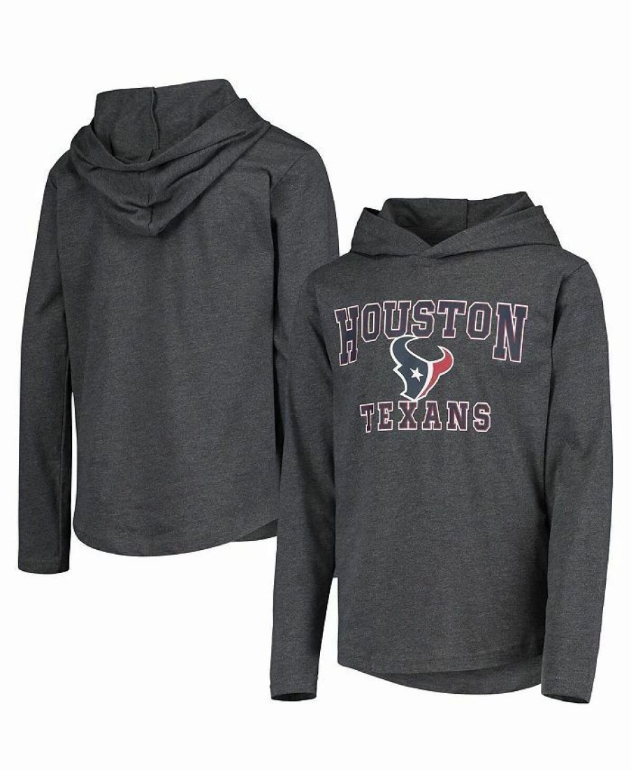 Sports Fan Shop * | Outerstuff Youth Boys Houston Texans First Round Pick Long Sleeve Hoodie T-Shirt Heathered Gray