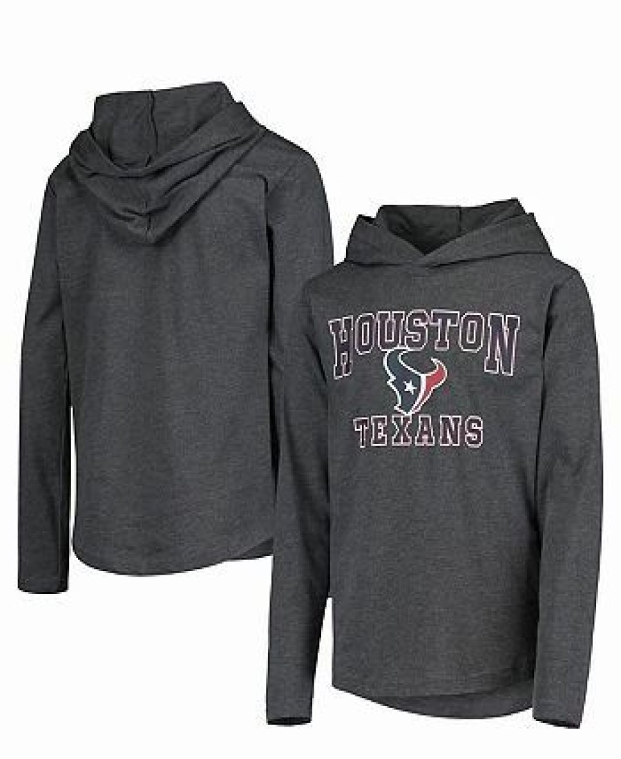 Sports Fan Shop * | Outerstuff Youth Boys Houston Texans First Round Pick Long Sleeve Hoodie T-Shirt Heathered Gray