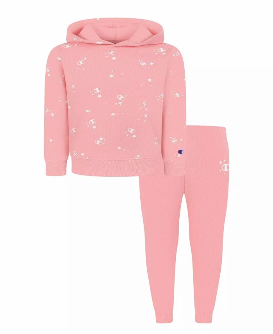 Kids * | Champion Toddler Girls C Stars All Over Print Fleece Hoodie And Joggers Set, 2 Piece