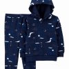 Kids * | Carter'S Baby Boys Construction Fleece Hoodie And Pants, 2 Piece Set Blue