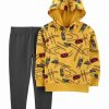 Kids * | Carter'S Toddler Boys Race Car Hoodie And Joggers, 2 Piece Set Yellow, Gray