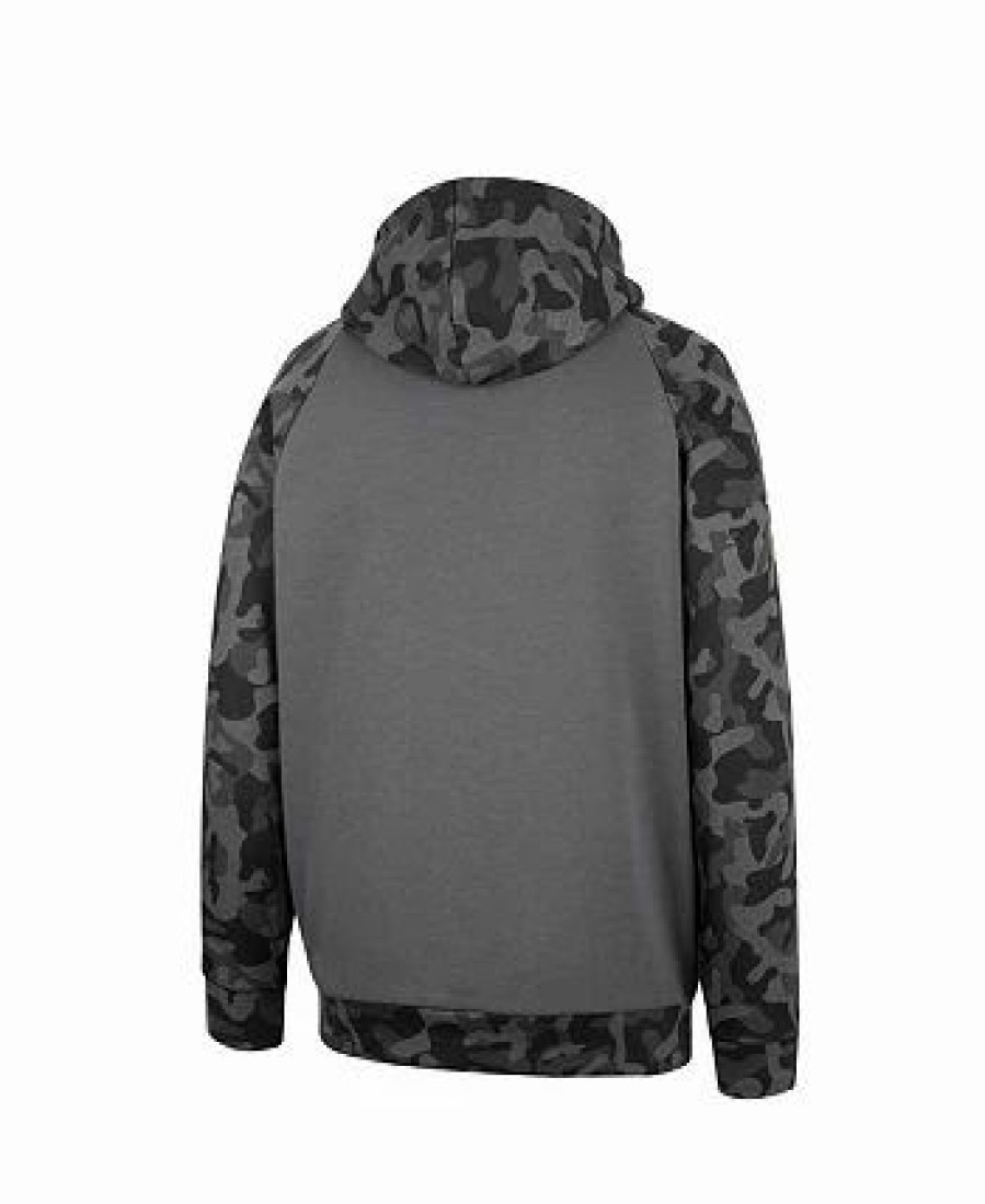 Sports Fan Shop * | Men'S Mississippi State Bulldogs Oht Military-Inspired Appreciation Camo Stack Raglan Pullover Hoodie Charcoal