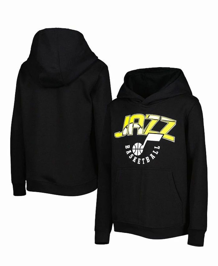 Sports Fan Shop * | Outerstuff Youth Boys And Girls Utah Jazz Hot Shot Pullover Hoodie Black