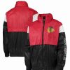 Sports Fan Shop * | Outerstuff Youth Boys Chicago Blackhawks Goal Line Full-Zip Hoodie Windbreaker Jacket Red, Black