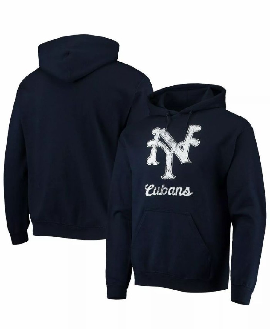 Sports Fan Shop * | Men'S New York Cubans Negro League Logo Pullover Hoodie Navy