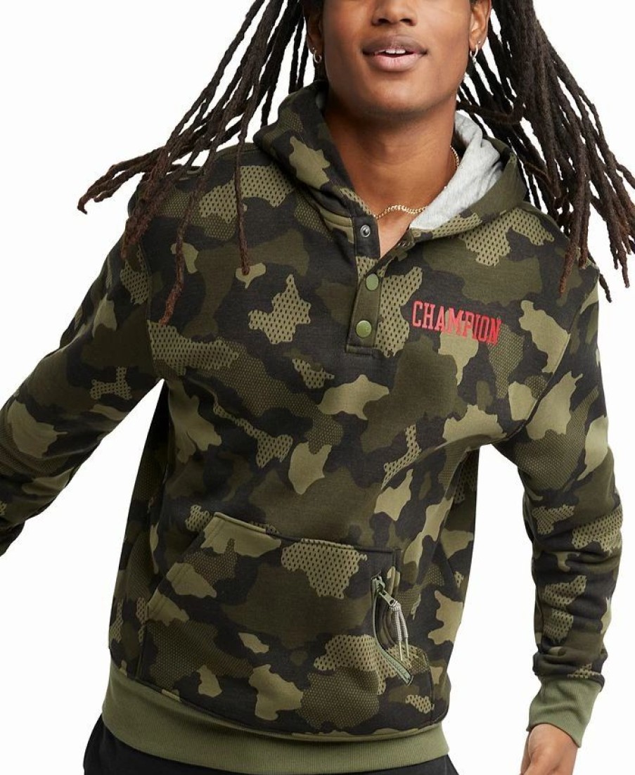 Activewear * | Champion Men'S Urban Pursuits Standard-Fit Camouflage Fleece Hoodie