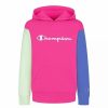 Kids * | Champion Toddler Girls Multi Stripe Pattern Script Color Block Fleece Hoodie