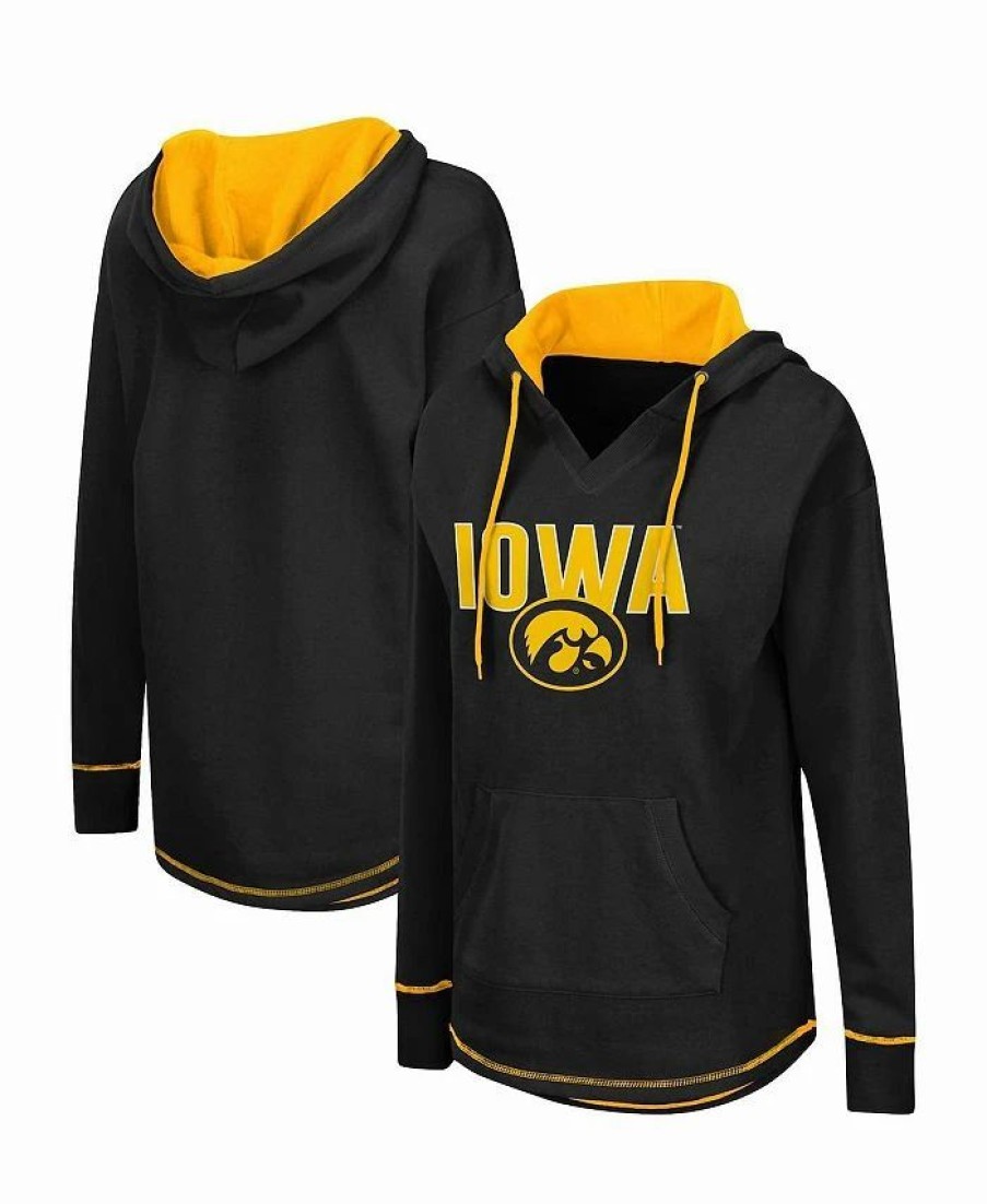 Sports Fan Shop * | Women'S Iowa Hawkeyes Tunic Pullover Hoodie Black