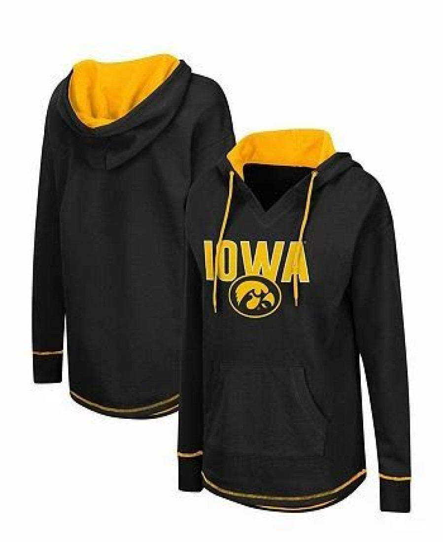 Sports Fan Shop * | Women'S Iowa Hawkeyes Tunic Pullover Hoodie Black