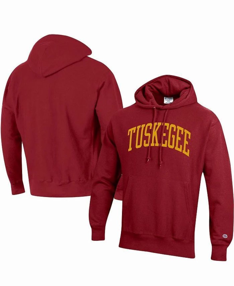 Sports Fan Shop * | Champion Men'S Tuskegee Golden Tigers Tall Arch Pullover Hoodie Crimson