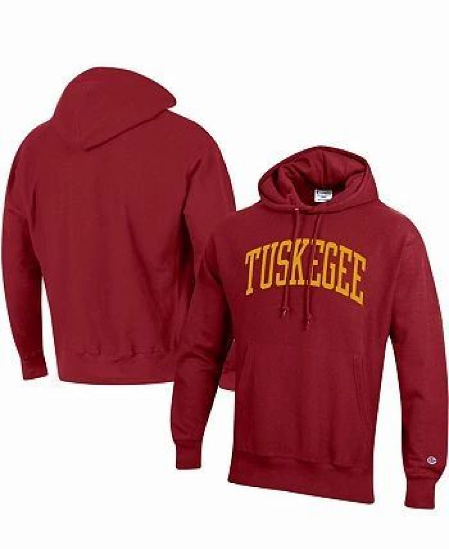 Sports Fan Shop * | Champion Men'S Tuskegee Golden Tigers Tall Arch Pullover Hoodie Crimson