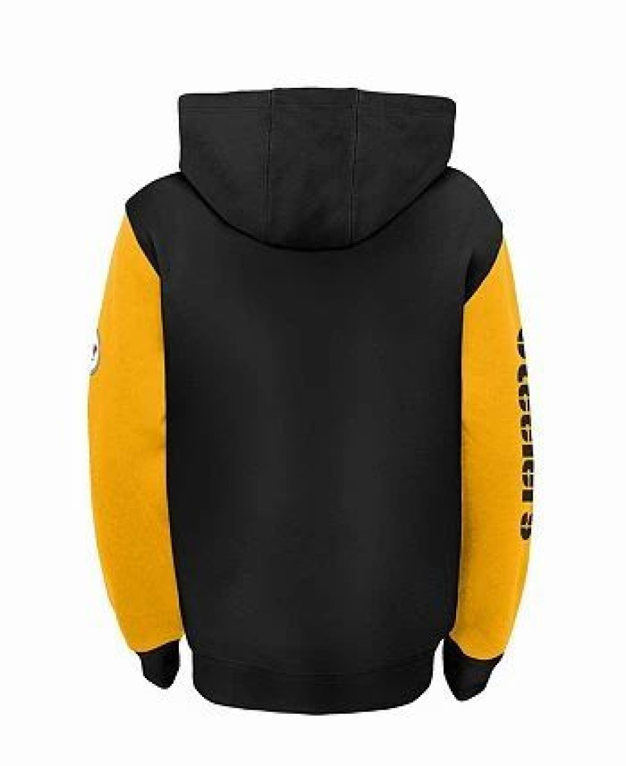 Sports Fan Shop * | Outerstuff Youth Boys Pittsburgh Steelers Poster Board Full-Zip Hoodie Black, Gold