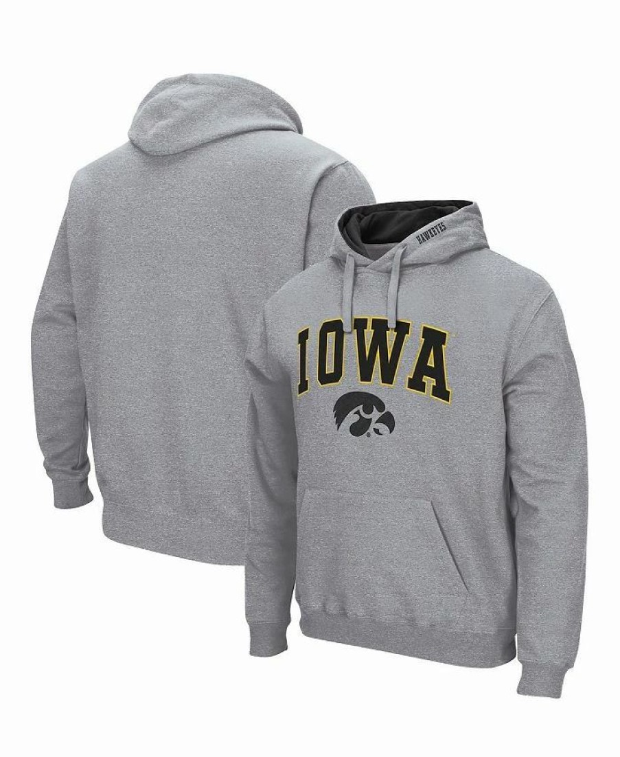 Sports Fan Shop * | Men'S Iowa Hawkeyes Arch And Logo 3.0 Pullover Hoodie Heathered Gray