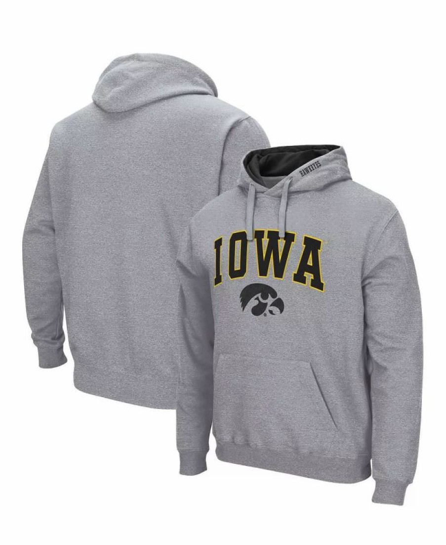 Sports Fan Shop * | Men'S Iowa Hawkeyes Arch And Logo 3.0 Pullover Hoodie Heathered Gray