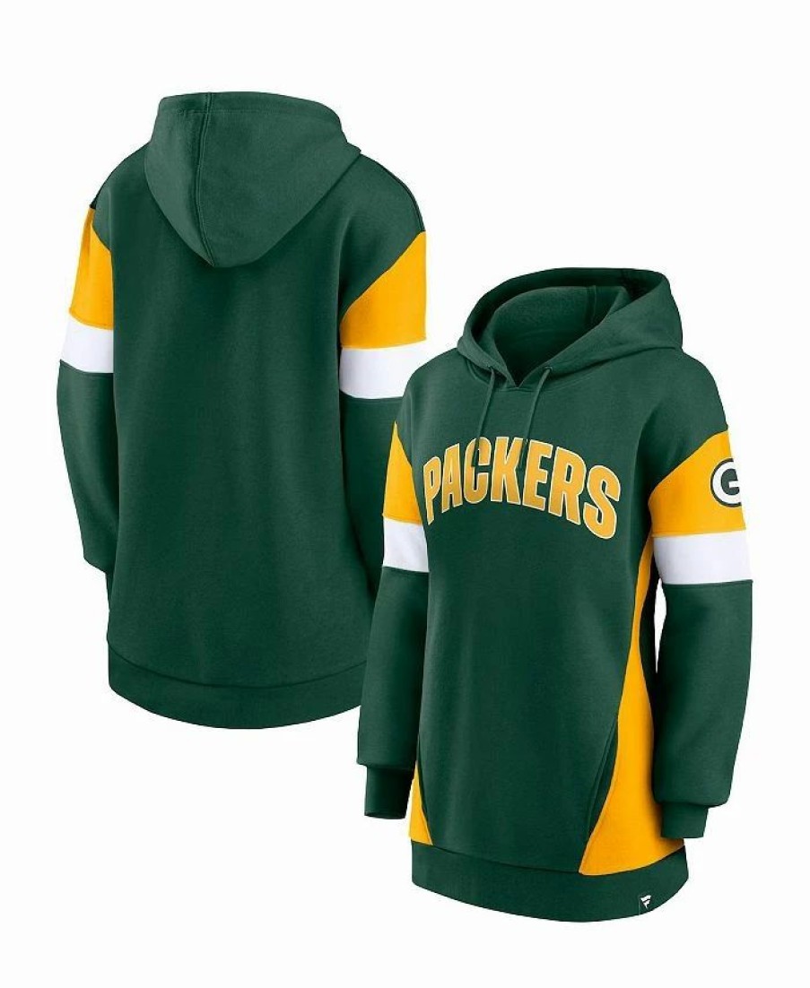 Sports Fan Shop * | Fanatics Women'S Branded Green And Gold Green Bay Packers Lock It Down Pullover Hoodie Green, Gold