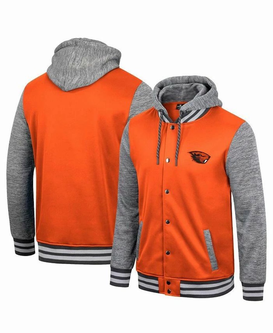 Sports Fan Shop * | Men'S Oregon State Beavers Robinson Hoodie Full-Snap Jacket Orange