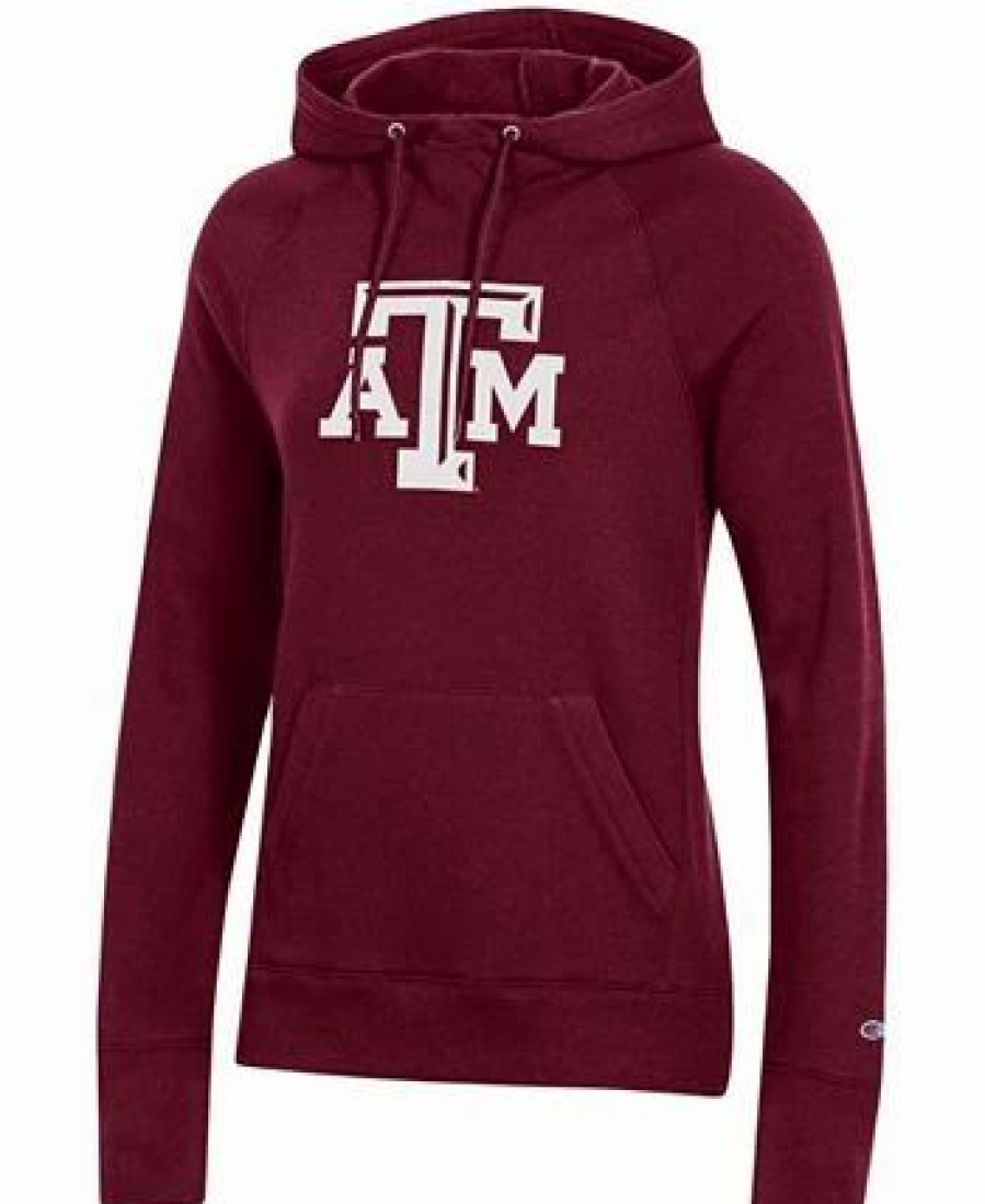 Sports Fan Shop * | Champion Women'S Texas A M Aggies University Primary Logo Raglan Pullover Hoodie Maroon