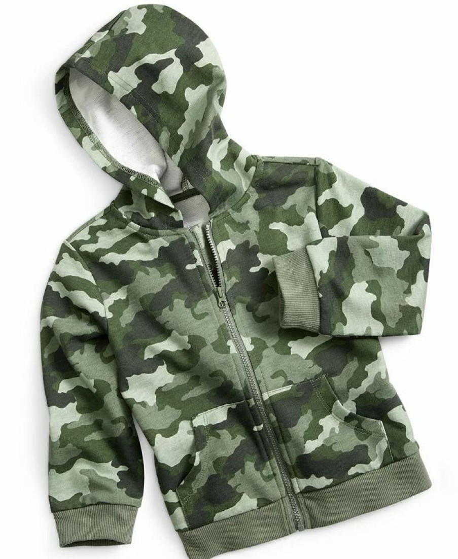 Kids * | Toddler Boys Camouflage Zip Up Hoodie, Created For Macy'S Hillside Green