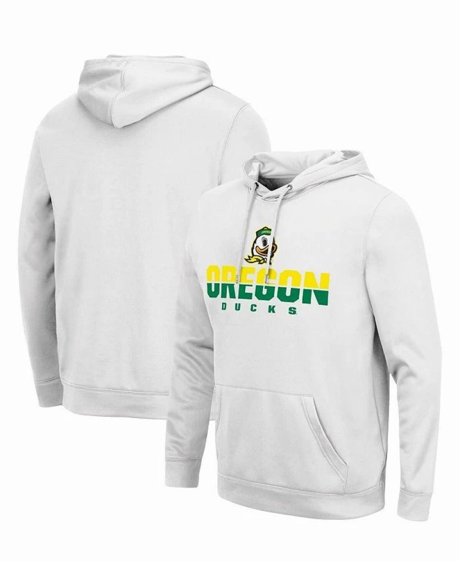 Sports Fan Shop * | Men'S Oregon Ducks Lantern Pullover Hoodie White