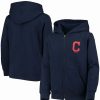 Sports Fan Shop * | Outerstuff Youth Cleveland Indians Logo Full-Zip Hoodie Navy