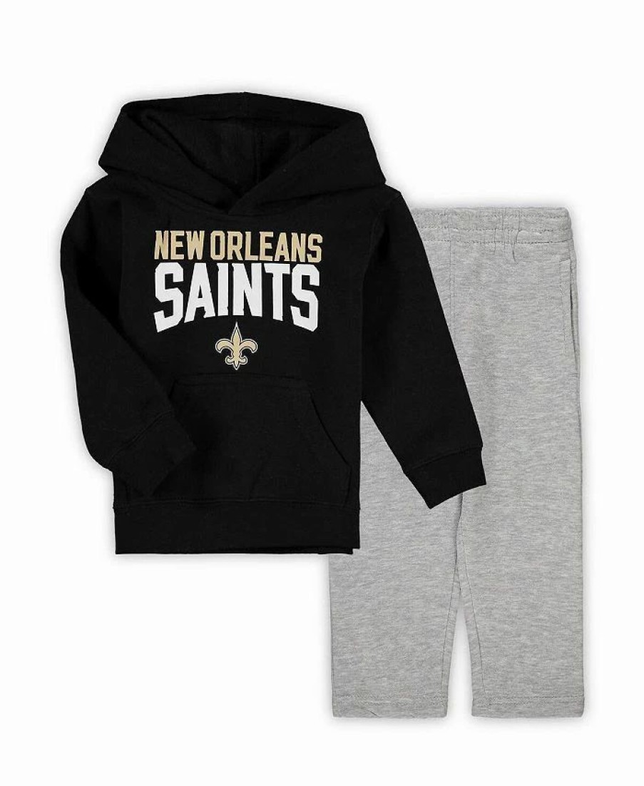 Sports Fan Shop * | Outerstuff Toddler Boys Black And Gray New Orleans Saints Fan Flare Pullover Hoodie And Sweatpants Set Black, Gray