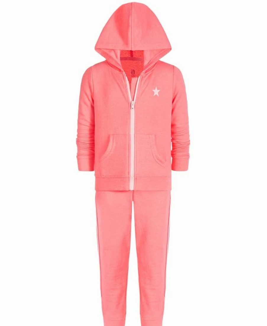 Kids * | Toddler & Little Girls 2-Pc. Star Zip-Up Hoodie & Pants Set, Created For Macy'S Salmon Rose