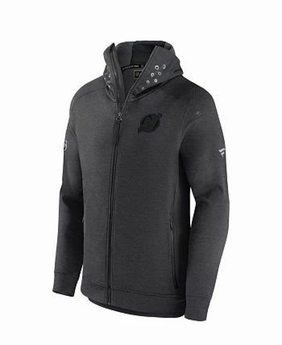 Sports Fan Shop * | Fanatics Men'S Branded New Jersey Devils Authentic Pro Road Tech Full-Zip Hoodie Jacket Heather Charcoal