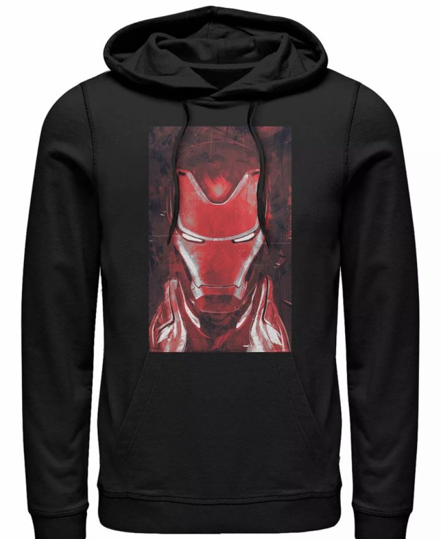 Hoodies & Sweatshirts * | Marvel Men'S Avengers Endgame Red Iron Man Poster, Pullover Hoodie Black