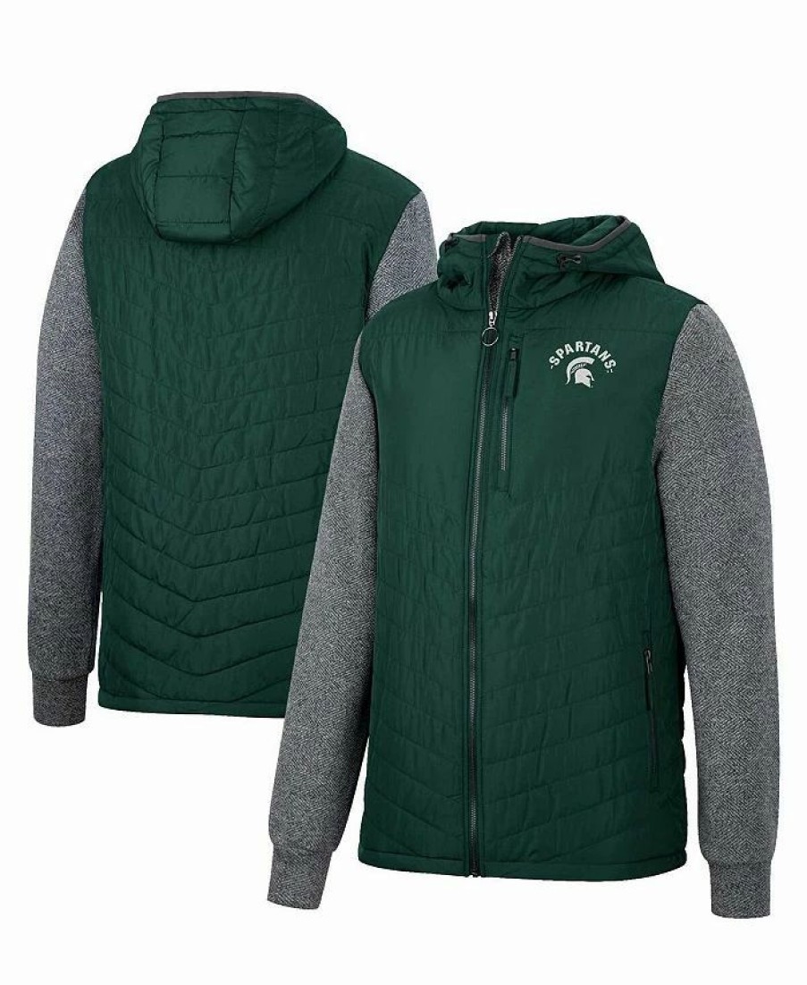 Sports Fan Shop * | Men'S Michigan State Spartans Course Herringbone Full-Zip Hoodie Green