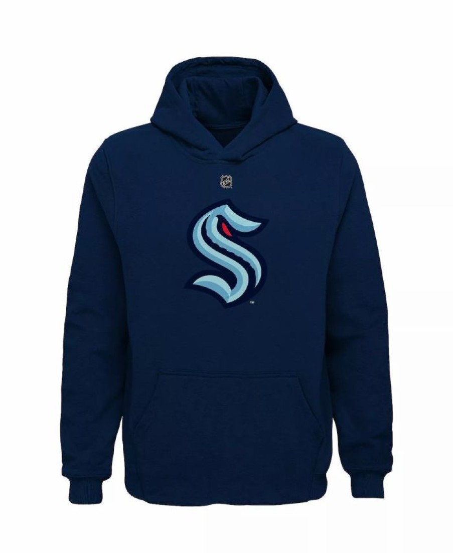 Sports Fan Shop * | Outerstuff Boys And Girls Preschool Seattle Kraken Primary Logo Pullover Hoodie Navy