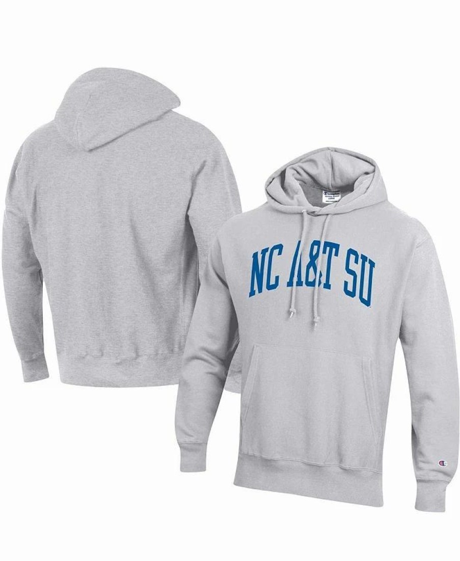 Sports Fan Shop * | Champion Men'S North Carolina A&T Aggies Tall Arch Pullover Hoodie Gray