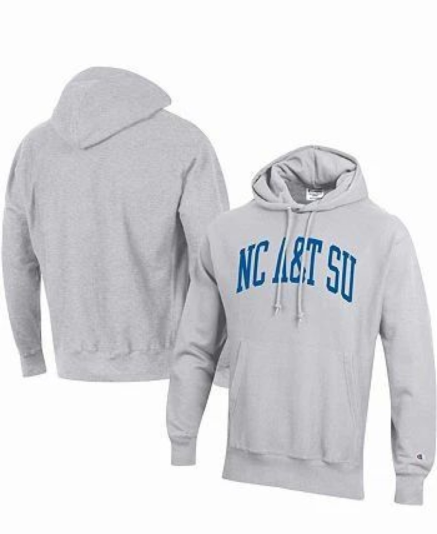 Sports Fan Shop * | Champion Men'S North Carolina A&T Aggies Tall Arch Pullover Hoodie Gray