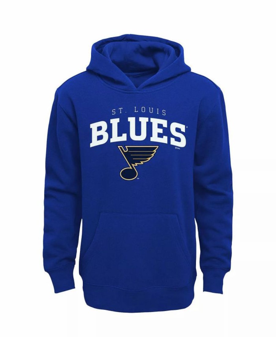 Sports Fan Shop * | Outerstuff Youth Boys St. Louis Blues Team Lock Up Pullover Hoodie Royal