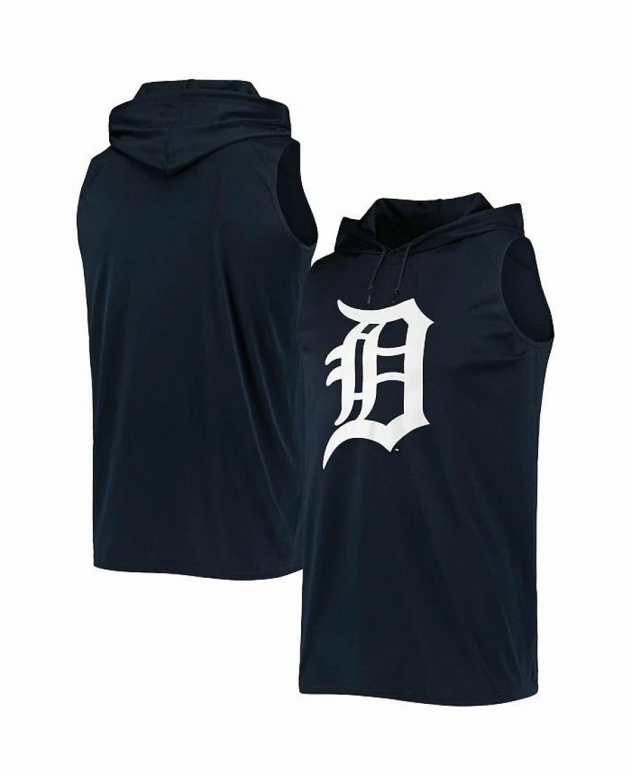 Sports Fan Shop * | Men'S Detroit Tigers Sleeveless Pullover Hoodie Navy