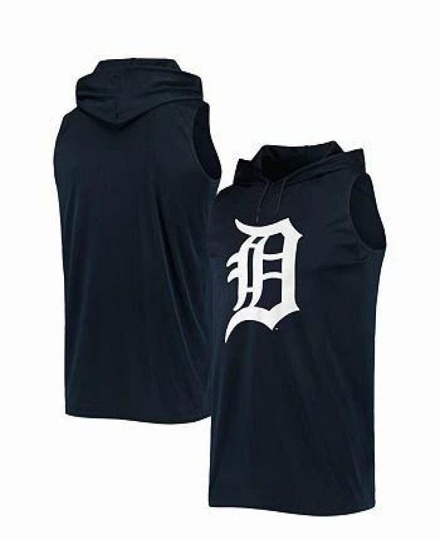 Sports Fan Shop * | Men'S Detroit Tigers Sleeveless Pullover Hoodie Navy