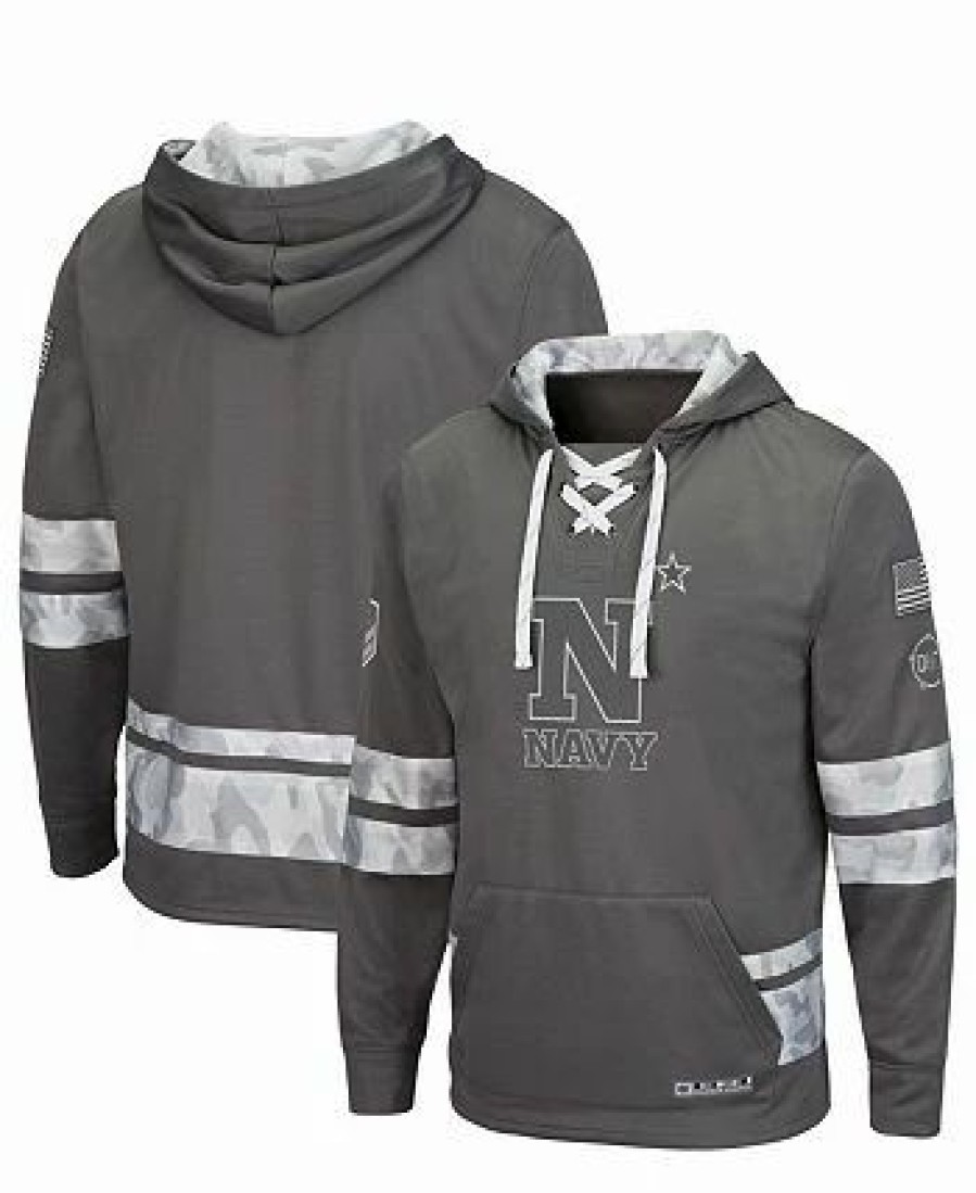 Sports Fan Shop * | Men'S Navy Midshipmen Oht Military-Inspired Appreciation Lace-Up Pullover Hoodie Gray