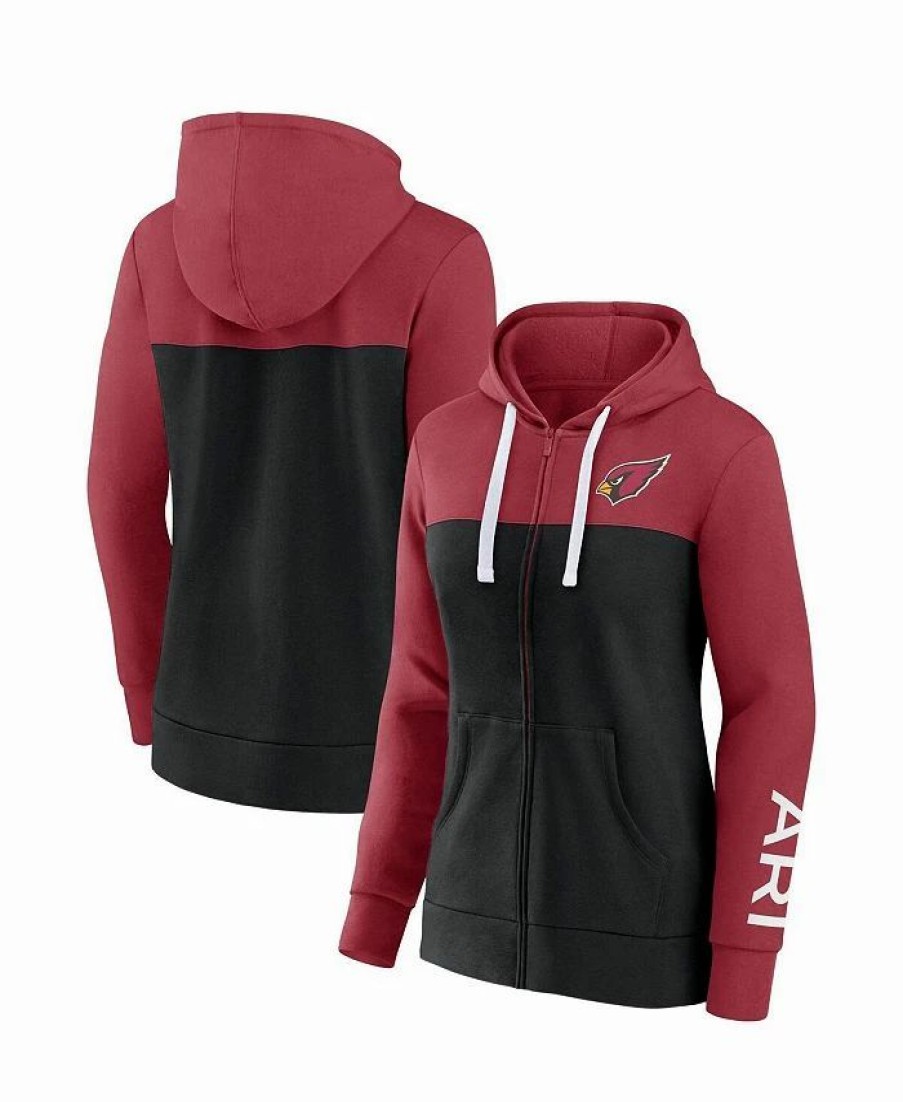 Sports Fan Shop * | Fanatics Women'S Branded Arizona Cardinals Take The Field Color Block Full-Zip Hoodie Cardinal, Black