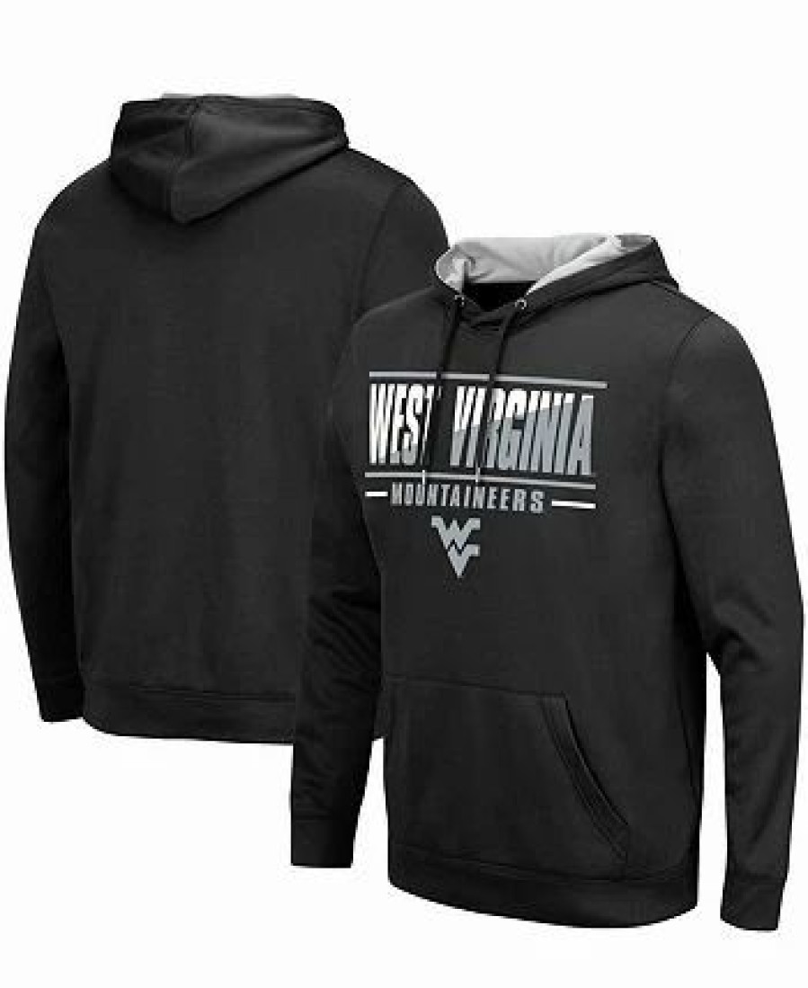 Sports Fan Shop * | Men'S West Virginia Mountaineers Slash Stack 2.0 Pullover Hoodie Black