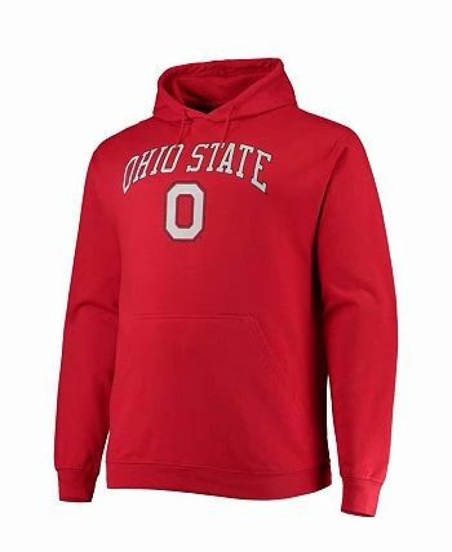 Sports Fan Shop * | Champion Men'S Ohio State Buckeyes Big And Tall Arch Over Logo Powerblend Pullover Hoodie Scarlet