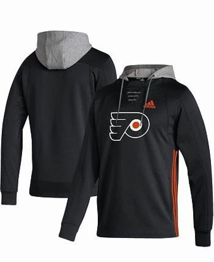 Sports Fan Shop * | Adidas Men'S Philadelphia Flyers Skate Lace Aeroready Pullover Hoodie Black