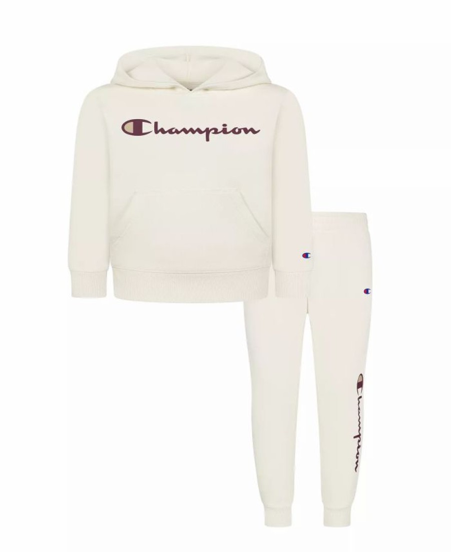 Kids * | Champion Little Boys Essential Script Fleece Hoodie And Joggers, 2 Piece Set