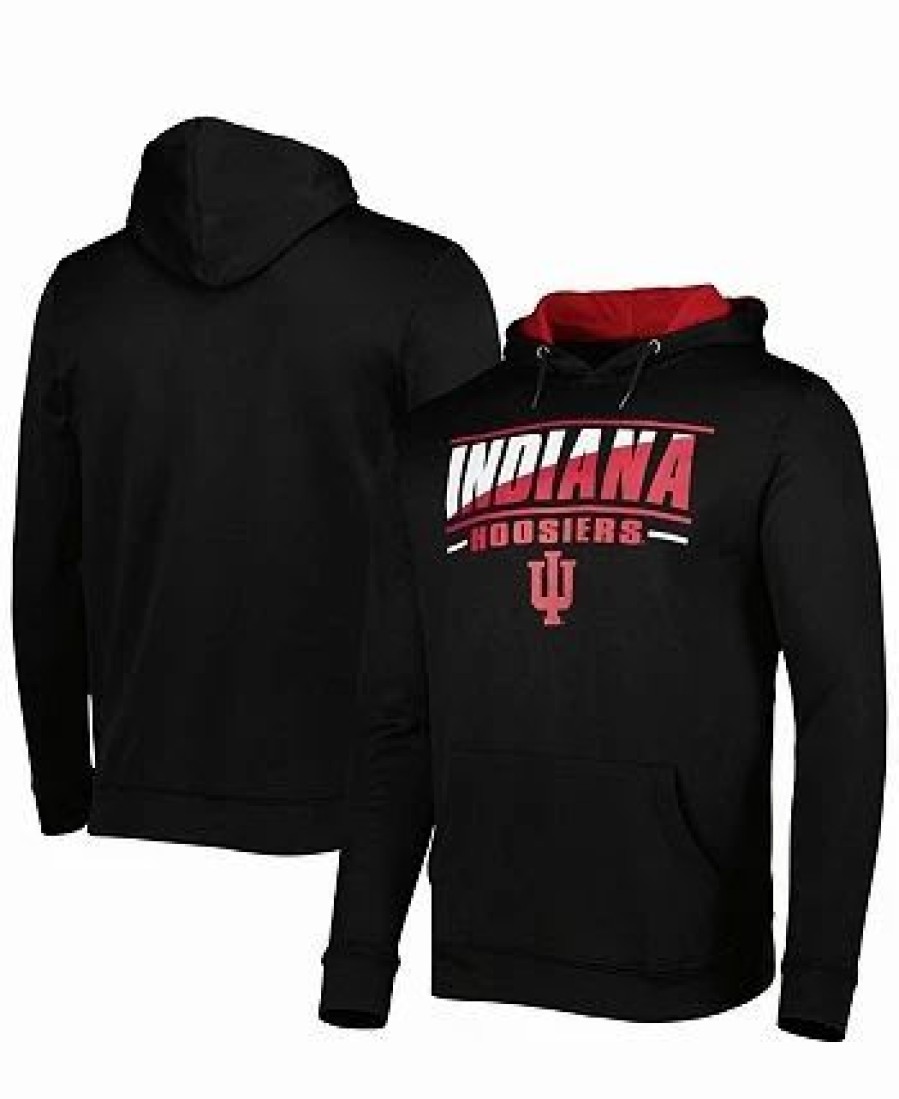 Sports Fan Shop * | Men'S Indiana Hoosiers Slash Stack 2.0 Pullover Hoodie Black