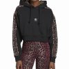 Women * | Adidas Women'S Animal-Trim Logo-Print Cotton Hoodie Black,Cheetah