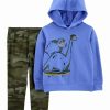 Kids * | Carter'S Toddler Boys Dinosaur Hoodie And Joggers, 2 Piece Set Blue