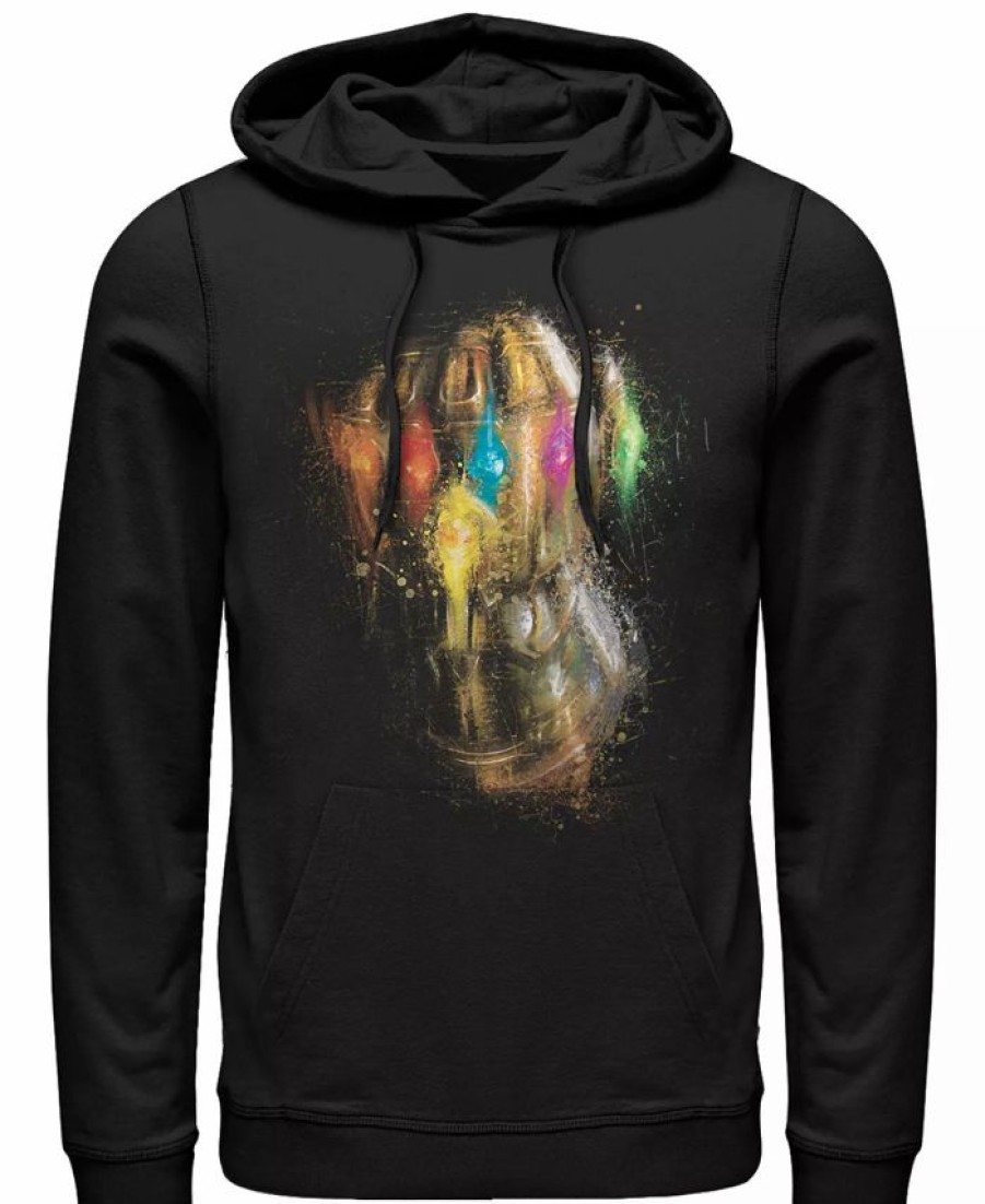 Hoodies & Sweatshirts * | Marvel Men'S Avengers Endgame Painted Thanos Gauntlet, Pullover Hoodie Black