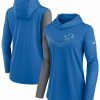 Sports Fan Shop * | Nike Women'S Detroit Lions Chevron Hoodie Performance Long Sleeve T-Shirt Blue, Heathered Charcoal