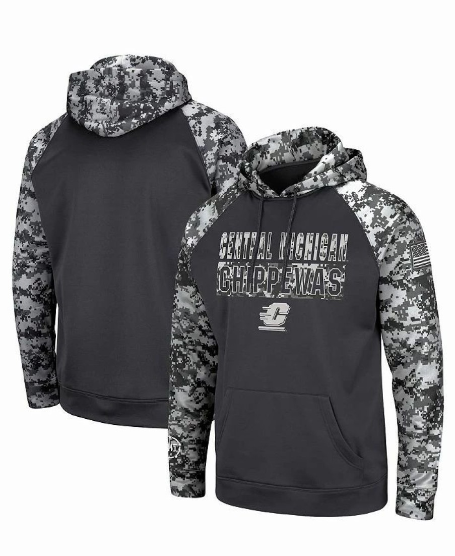 Sports Fan Shop * | Men'S Cent. Michigan Chippewas Oht Military-Inspired Appreciation Digital Camo Pullover Hoodie Charcoal