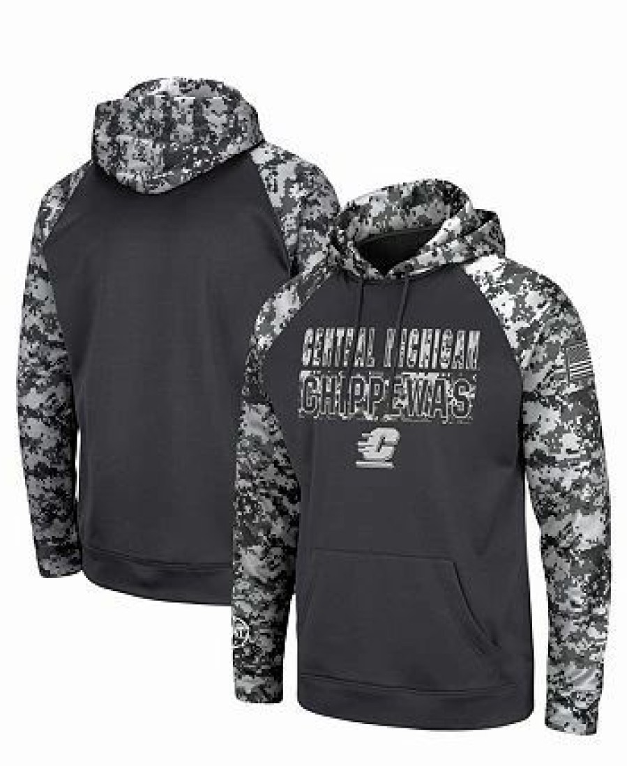 Sports Fan Shop * | Men'S Cent. Michigan Chippewas Oht Military-Inspired Appreciation Digital Camo Pullover Hoodie Charcoal