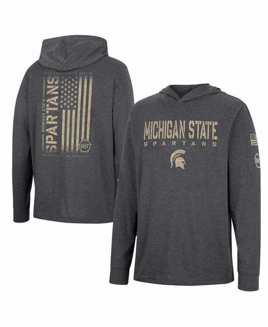 Sports Fan Shop * | Men'S Michigan State Spartans Team Oht Military-Inspired Appreciation Hoodie Long Sleeve T-Shirt Charcoal