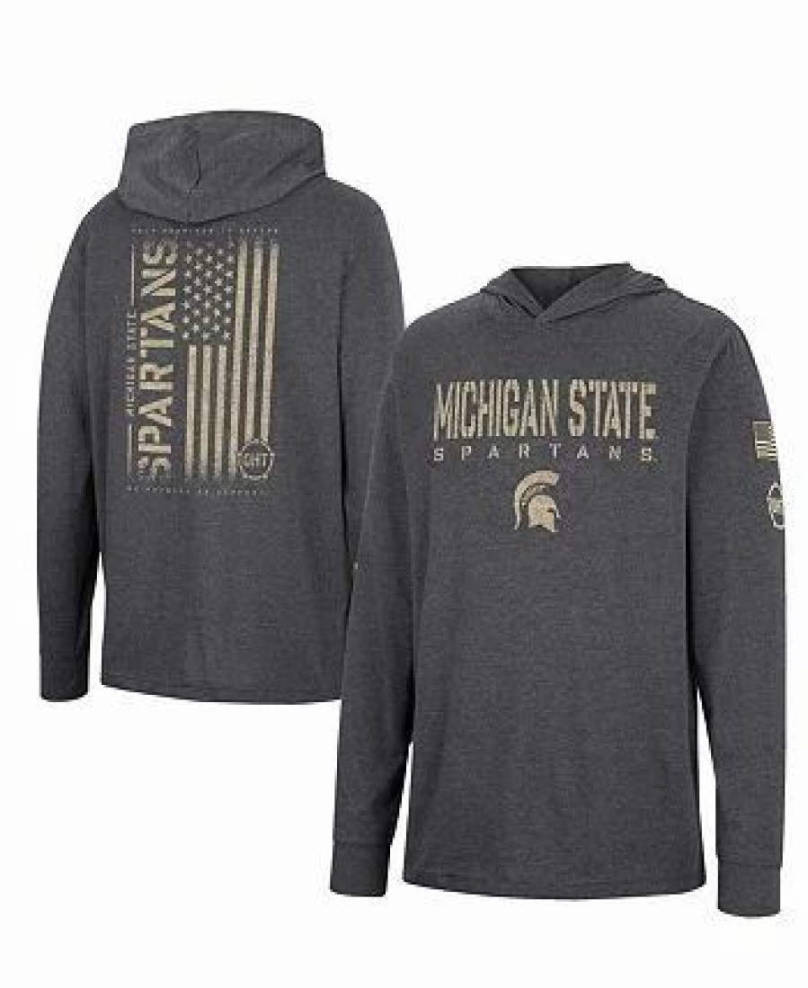 Sports Fan Shop * | Men'S Michigan State Spartans Team Oht Military-Inspired Appreciation Hoodie Long Sleeve T-Shirt Charcoal